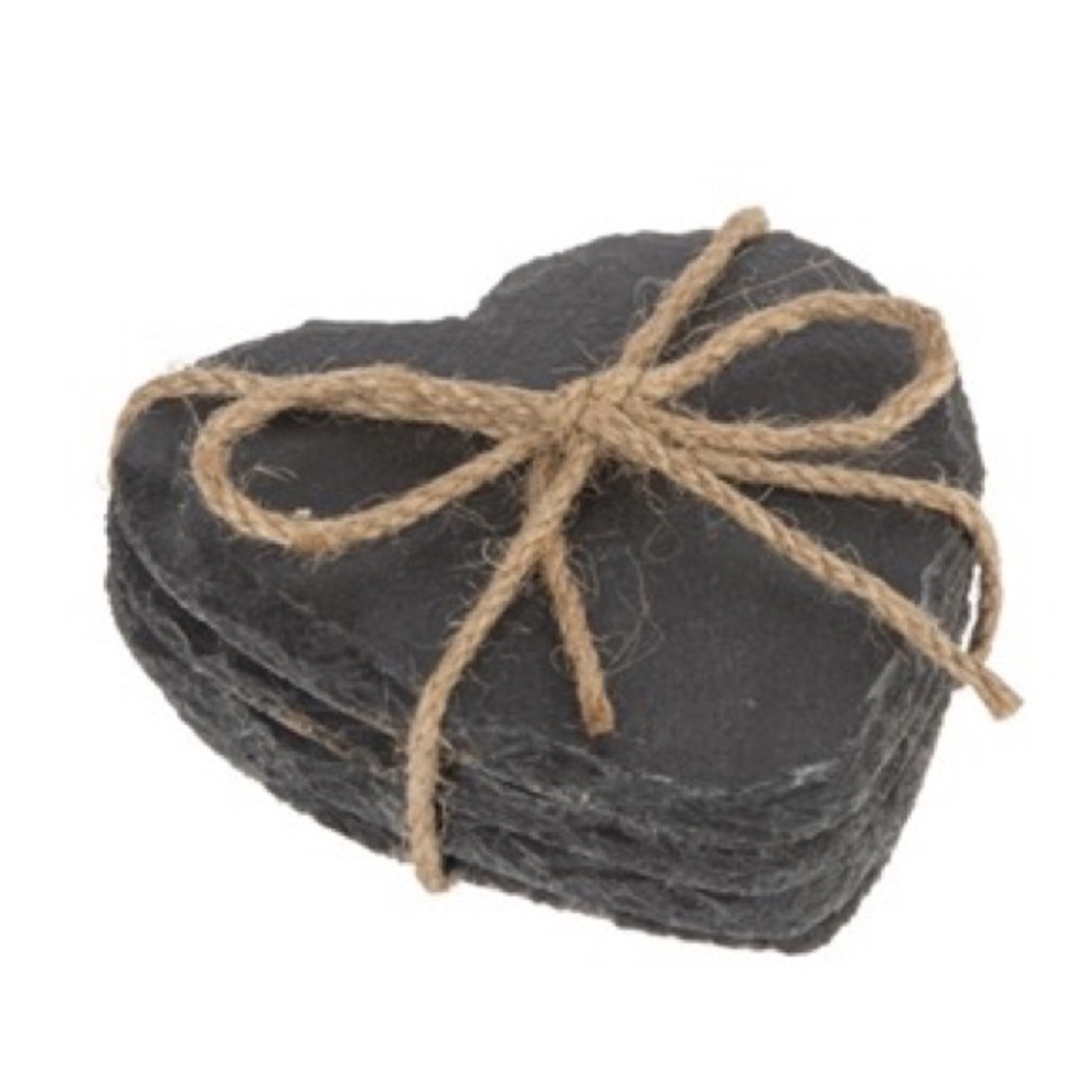 Heart-Shaped Slate Coasters - Set of 4